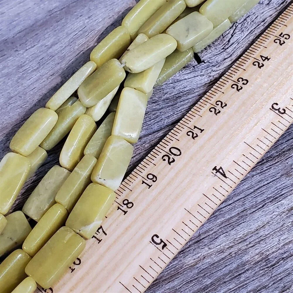Full Strand Hand Cut Olive Olivine New Jade Flat Rectangle Gemstone Beads